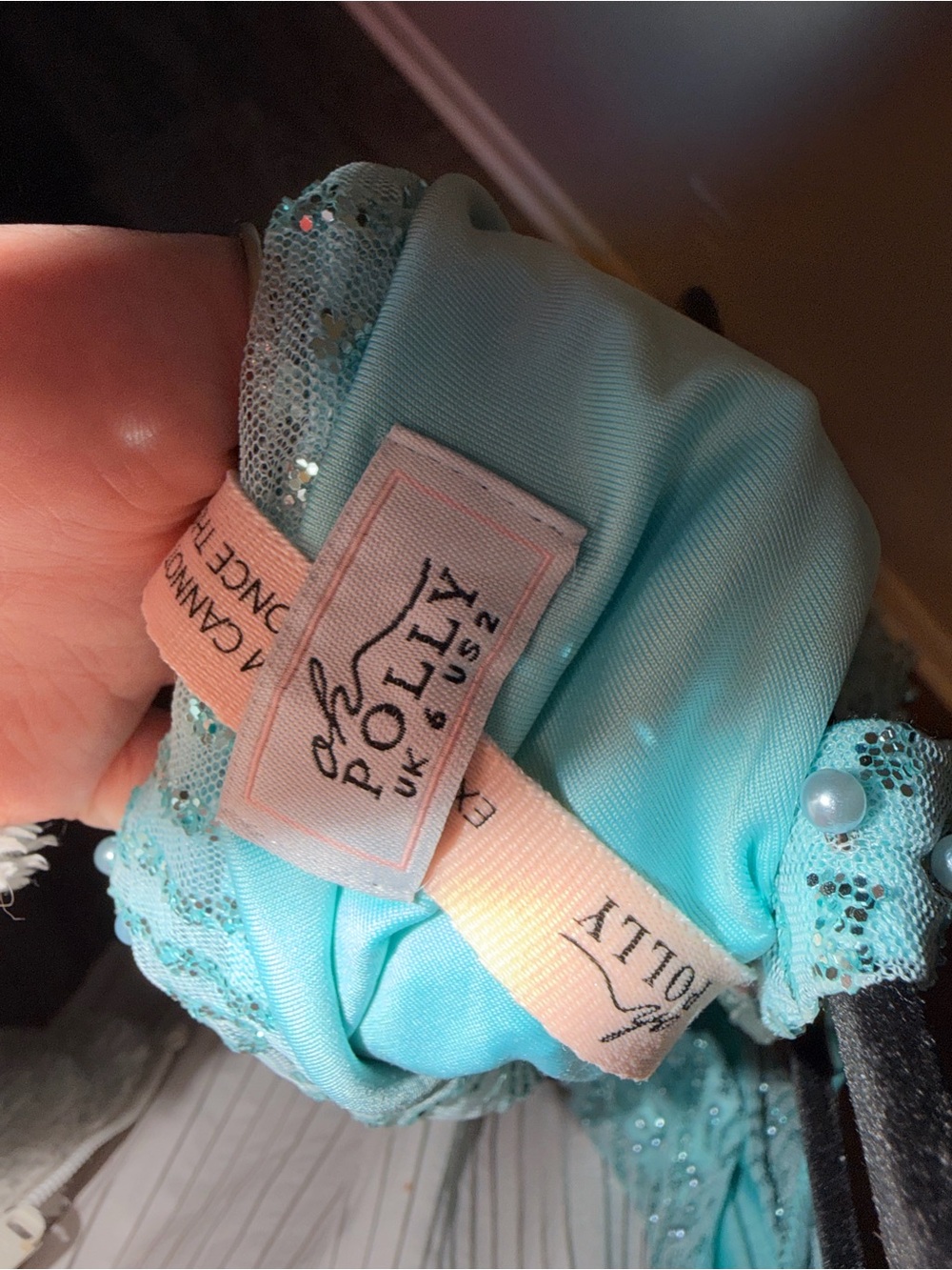 Oh Polly Aqua Blue Beaded Cowl Mini Dress - Picture 6 of 6